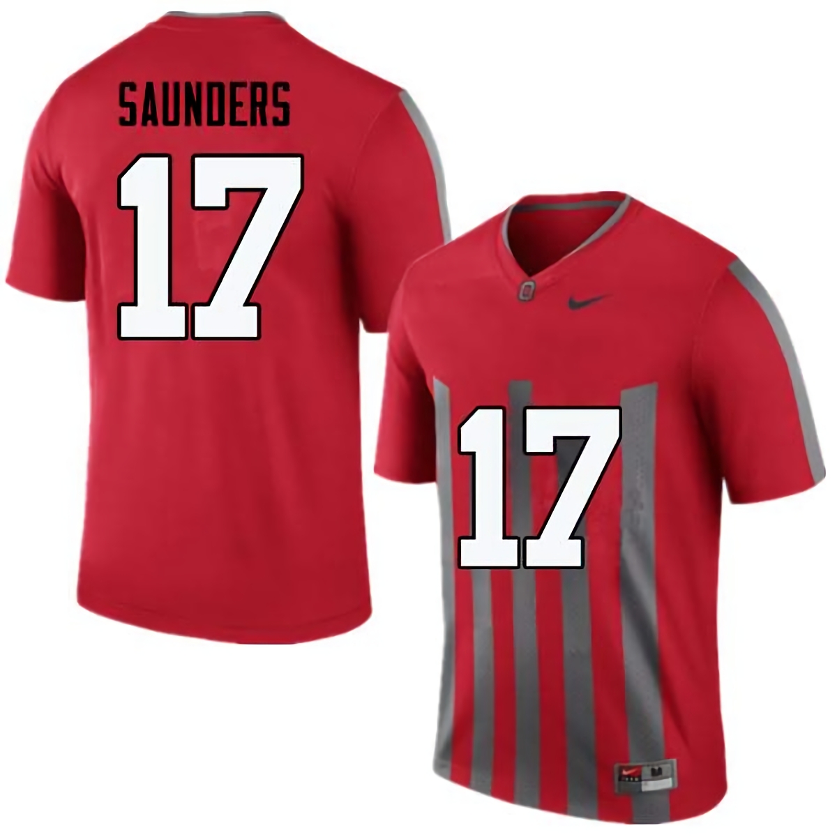 C.J. Saunders Ohio State Buckeyes Men's NCAA #17 Nike Throwback Red College Stitched Football Jersey MSB6056TF